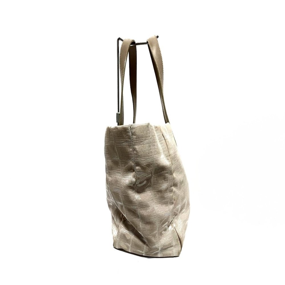 Chanel Nylon Bag Jacquard Beige Mm Line Travel